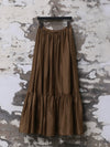 INTO THE EAST 25 Autumn/Winter Moss Green Lace-Up Silk Top/Spliced Layered Silk Skirt ITE-E1DGAW003GR20SK-LV Skirt (E1DGAW002GR20TP)